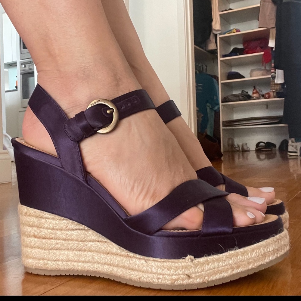 HOGAN authentic woman’s leather platform espadrille size 9.5 US EU 40
